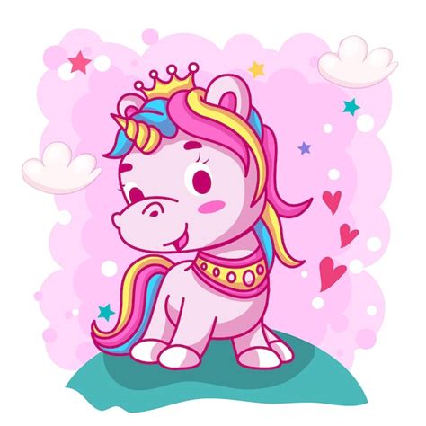Premium Vector Cute Baby Unicorn Cartoon For Kids