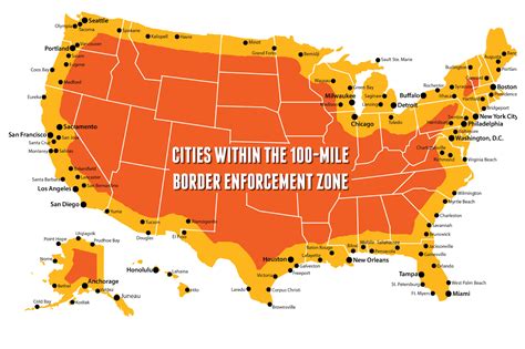 Connecticut, delaware, florida, hawaii, maine, massachusetts, new hampshire, new jersey, new york, rhode island and vermont lie entirely or almost entirely within this. 100-Mile Border Enforcement Zone - Southern Border ...