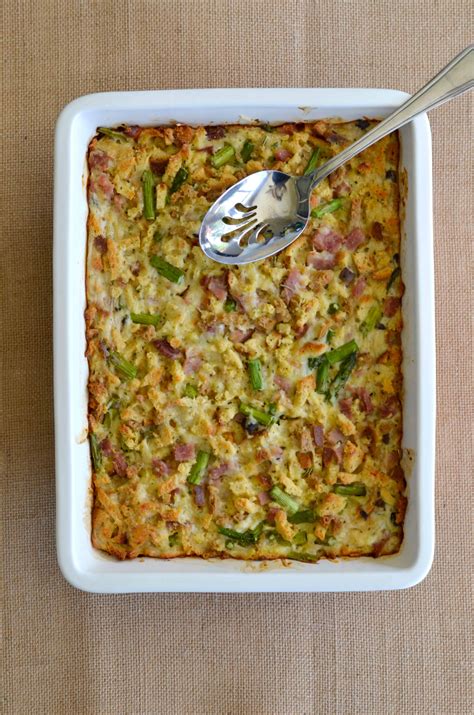 Mix all ingredients except cracker crumbs. Ham & Asparagus Casserole - Sweet Pea's Kitchen