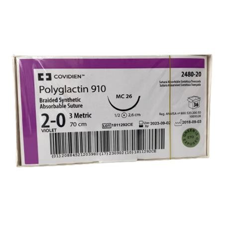 Polyglactin 910 Vicryl 2480 20 Sutura 2 0 Mc 26 12 De Círculo 70