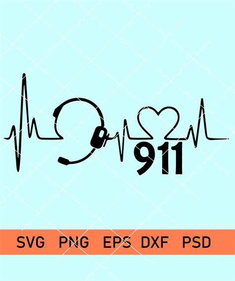 911 Dispatcher Heartbeat Headset Svg 911 Svg 911 Dispatcher Svg