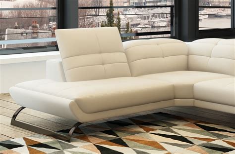 Canapé d angle en cuir italien 5 places moderni blanc Mobilier Privé