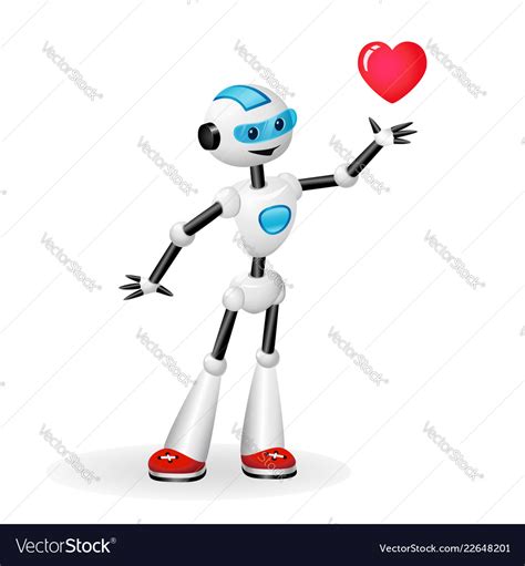 Robot With Heart Isolated On White Background Vector Image