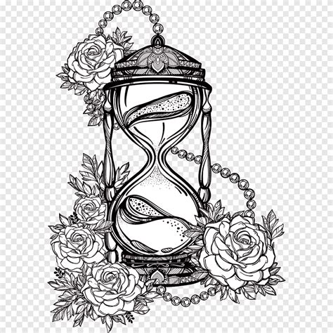 Hourglass Drawing Illustration Hourglass Rose Monochrome Hourglass