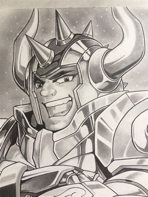 Saint Seiya Original Graphite Pencil Drawing Of Taurus Etsy