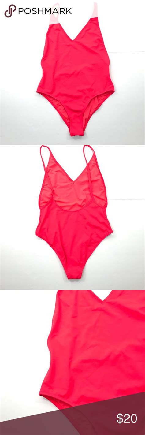 Topshop Sz 6 And 8 One Pc Swimsuit Neon Red Cheeky Cheeky Swimsuits