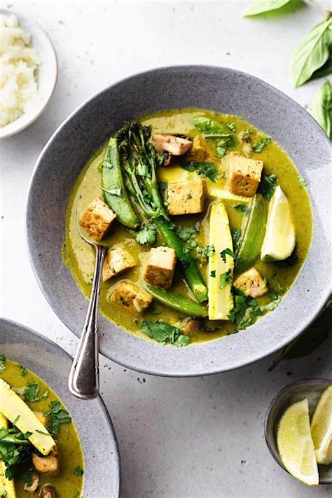 Thai Green Curry With Tofu And Vegetables Cupful Of Kale