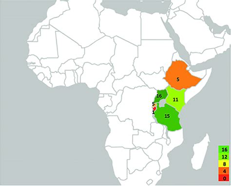 Geographical Map Of The East African Community Indicating The Number Of