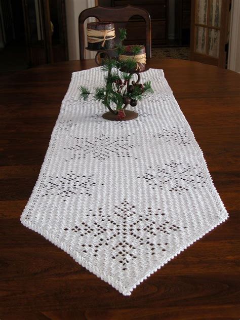 Cascading Snowflakes Table Runner Crochet Table Runner Pattern