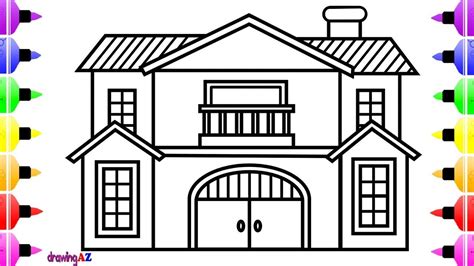How To Draw House Step By Step For Kids Cute Art Coloring Book For
