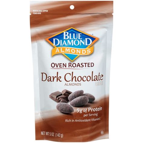 On the flight, my husband and i both snacked on the almonds. Blue Diamond Almonds Oven Roasted Dark Chocolate Almonds ...