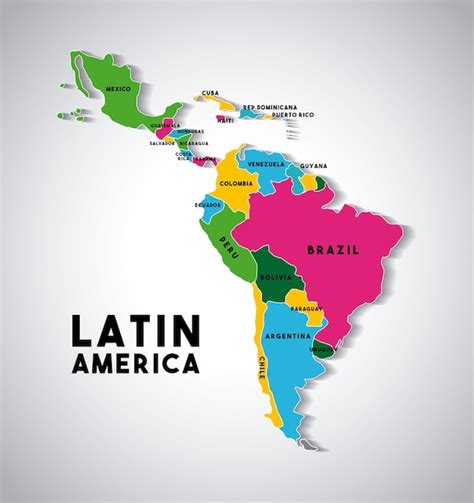 Mapa Da América Latina Vetor Premium