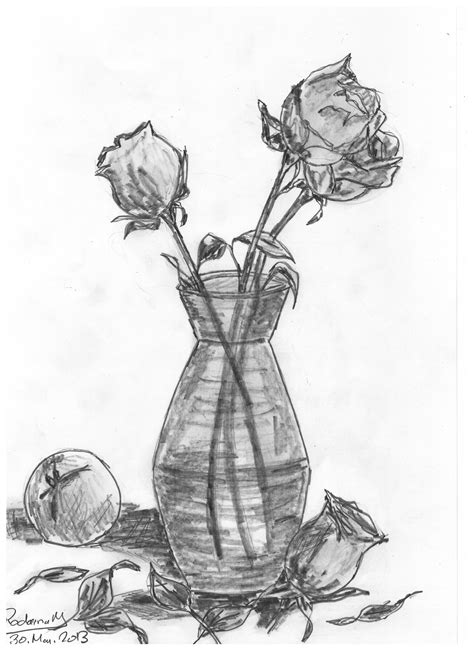 Drawings Of Roses In A Vase