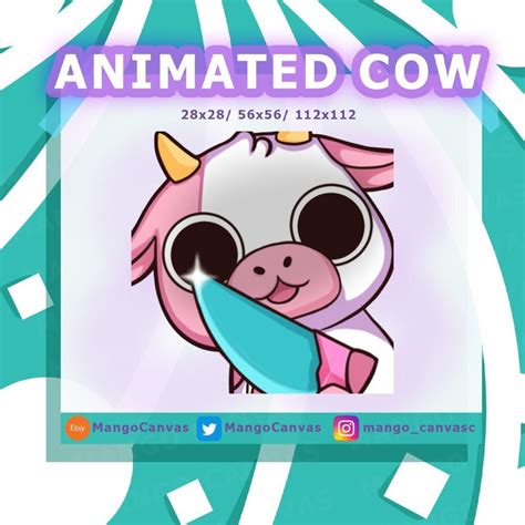 Animated Pink Cow Emote Knife Emote Etsy