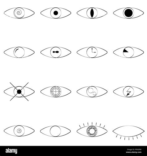 Icono De La Línea De Los Ojos Organo De La Vista Humana En Diferentes