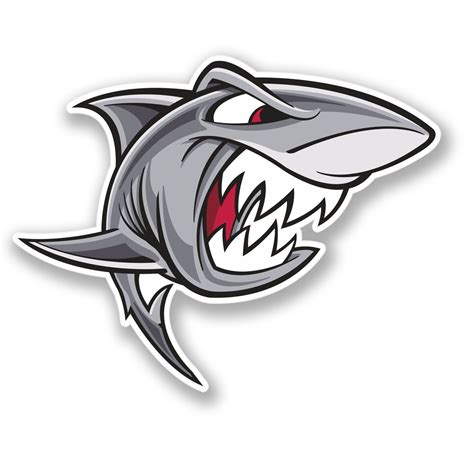 2 X Angry Shark Sticker Car Bike Ipad Laptop Decal Fish Scuba Diving