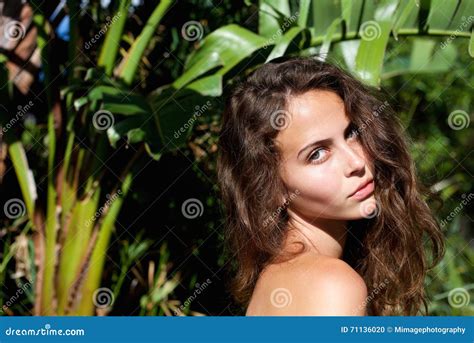 Attractive Woman Outside With Naked Shoulders Stock Photo Image Of