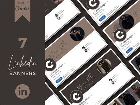 7 Linkedin Banner Templates, Editable Dark Brown Linkedin Banner