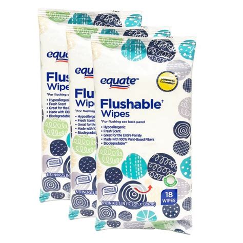 Equate Fresh Scent Flushable Wipes 18 Ct 3 Pack