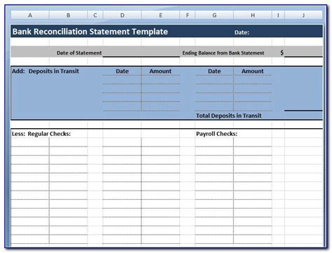 Excel Check Reconciliation Form Worksheet