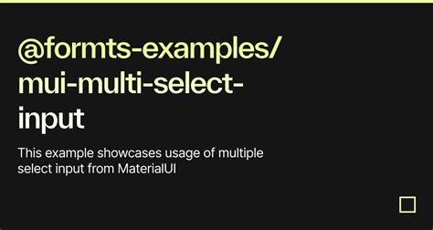 Formts Examples Mui Multi Select Input Codesandbox