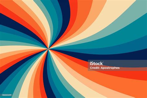 Groovy Retro Background Pattern In Retro Color Palette Of Blue Orange
