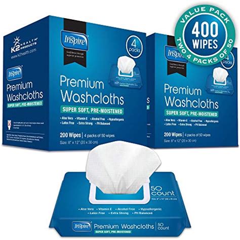 Inspire Disposable Washcloths Adult Body Wipes For Cleansing Extra Large Count Pack Of