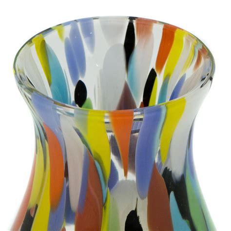 Hand Blown Multi Colored Murano Inspired Art Glass Bud Vase Impressionist Spring Novica