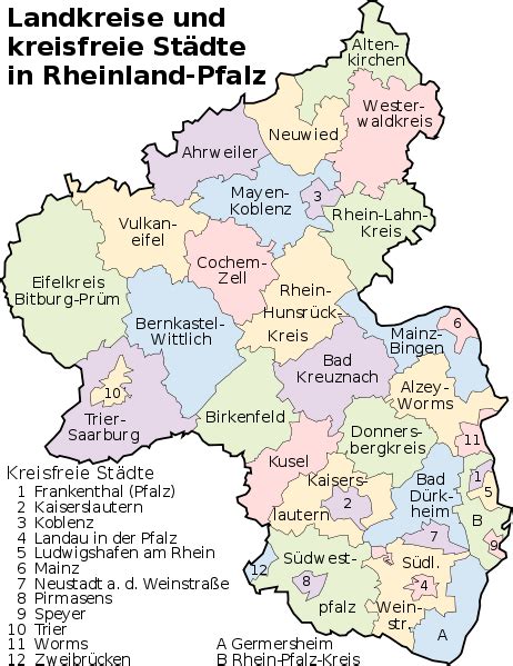 Overview Of The Several Administrative Districts Of The Region Pfalz