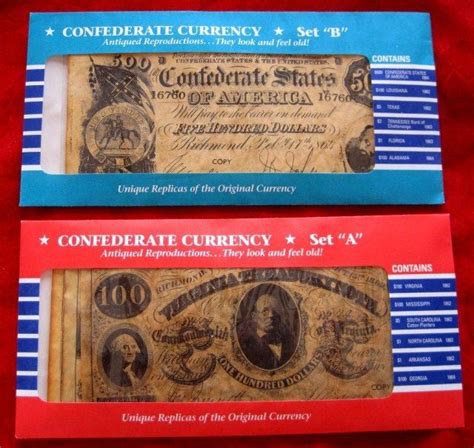 Confederate Currency Reproduction Set Aand B