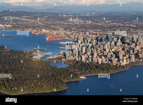 Aerial View Of Downtown Vancouver City British Columbia Canada