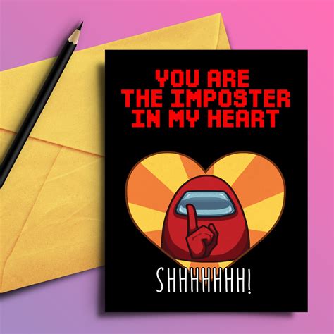Among Us Imposter Valentines Day Card Funny Boyfriend Etsy