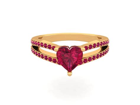 Heart Shape Ruby Engagement Ring Silver Heart Ring Valentines Day T