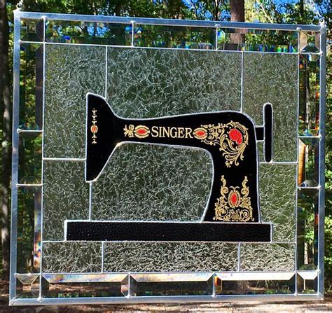 This Handmade Stained Glass Panel Of A Vintage Singer Sewing Machine Is An Amazing Piece To Add