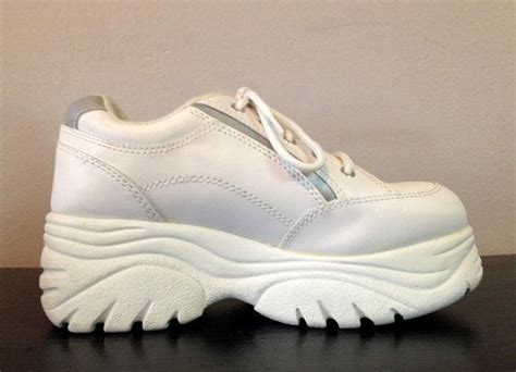 90s White Mega Platform Sneakers 1990s Chunky Platform Spice Girls