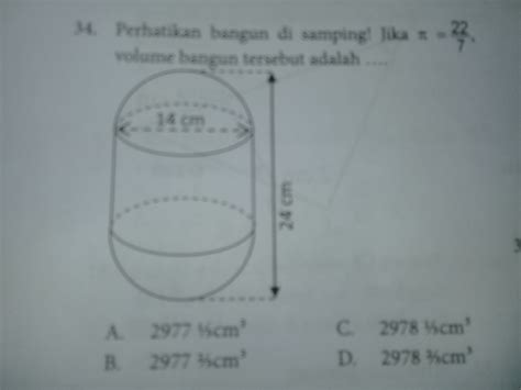 Perhatikan gambar disamping jika phi 22/7 volume bangun tersebut adalah