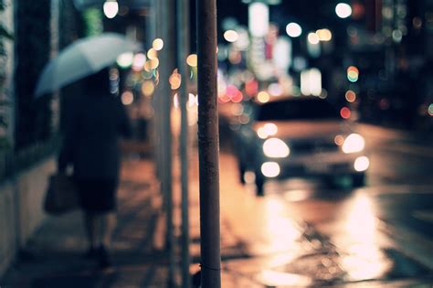 Wallpaper Road Street City Urban Reflection Car Rain Umbrella