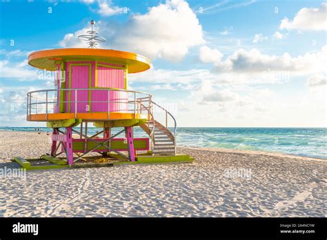 Lifeguard Hut On The Beach Miami Beach Florida Usa Stock Photo Alamy