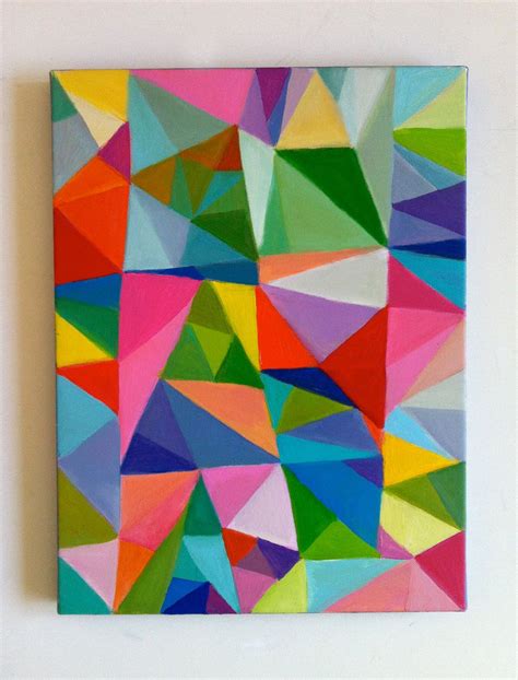 Abstract Painting Triangles Geometric Painting Canvas Painting