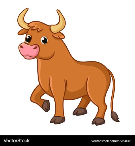 Cute Bull On A White Background Royalty Free Vector Image