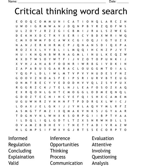 Critical Thinking Word Search Wordmint