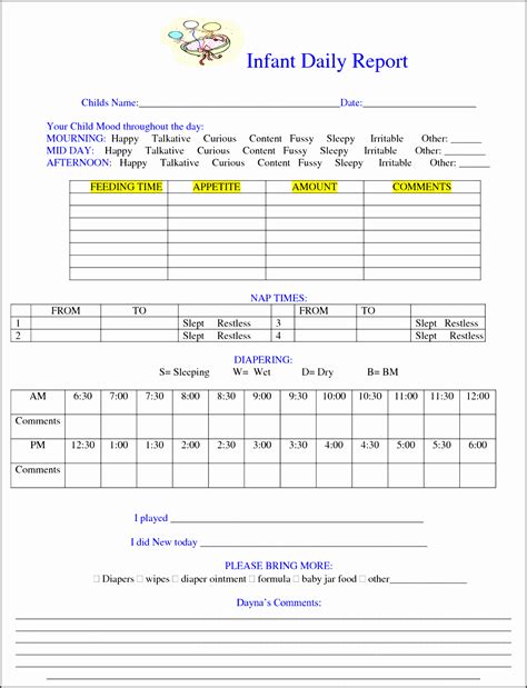 Daily report sheet printable for child care | favorite places #351882. 8 Blank Daily Report Template - SampleTemplatess ...