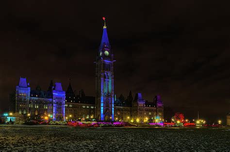 Canadian Parliament Winter Lights Photograph By Jana Kriz Pixels