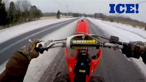 Dirt Bike Wheelies On Icy Roads Youtube