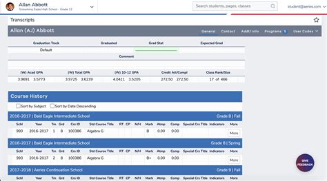 Aeries Portal Access Unofficial Transcripts And Report