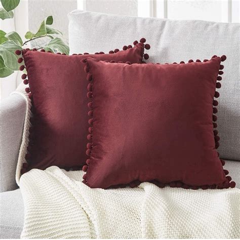 Top Finel Accents Decorative Throw Pillow Covers With Pom Poms Soft