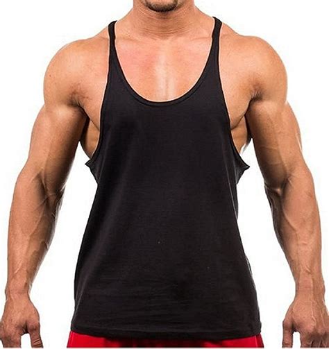 Buy The Blazze Mens Blank Stringer Y Back Bodybuilding Gym Tank Tops Small Black At
