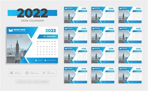 Premium Vector Modern 2022 Desk Calendar Design Template