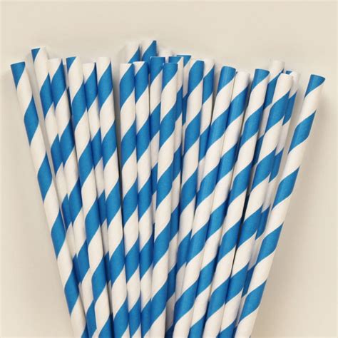 Blue Striped Paper Straws Diy Straw Paper Straws Butterfly Birthday