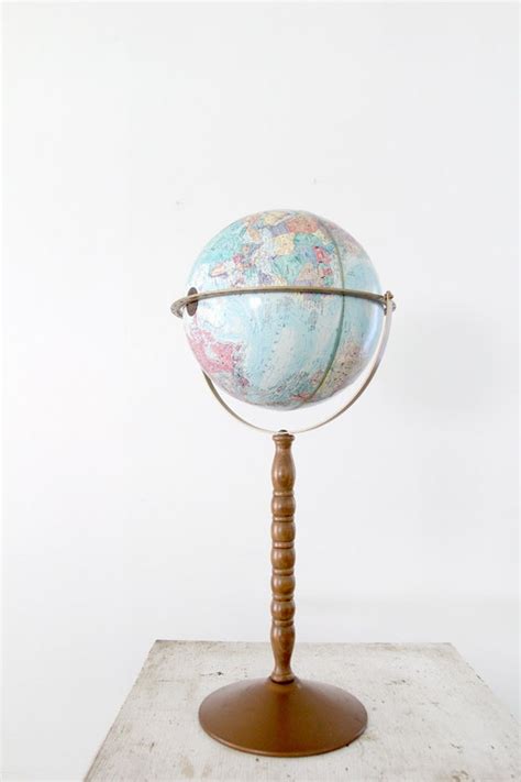 Vintage World Globe 1970s Replogle Globe On Tall Stand By 86home